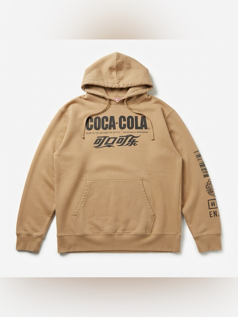 Coca-Cola Tan Graphic Full-Zip Hoodie Size S